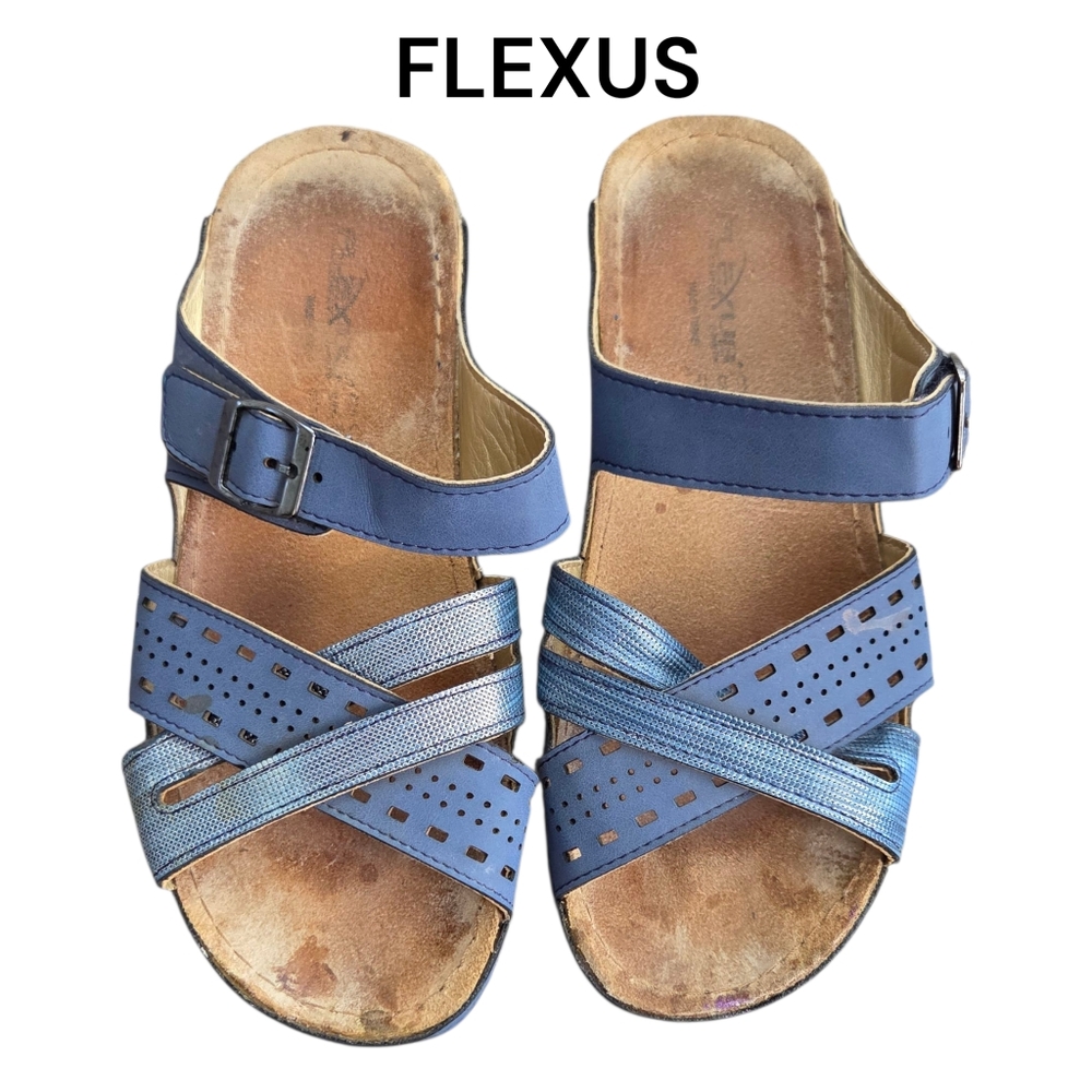 Flexus Women's by Spring Step Denia Slide Sandals Blue Size 6